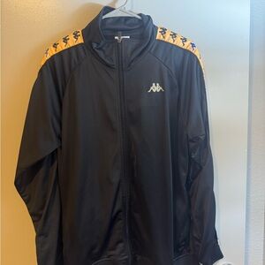 Kappa Unisex Black Track Jacket with Orange Accents